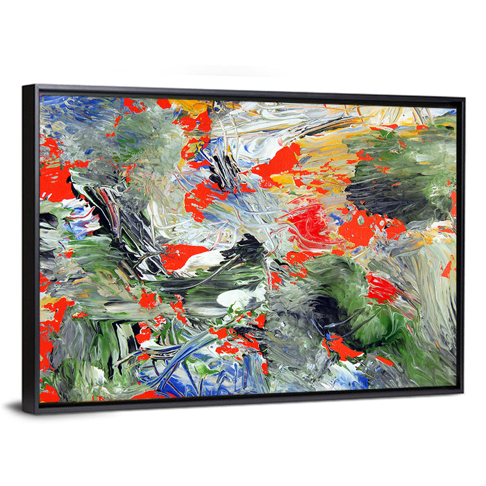 Melting Green Impasto Abstract Wall Art as a framed canvas
