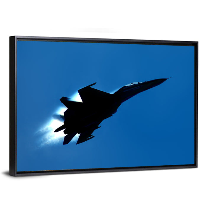 Su-27 Silhouette Wall Art as a framed canvas