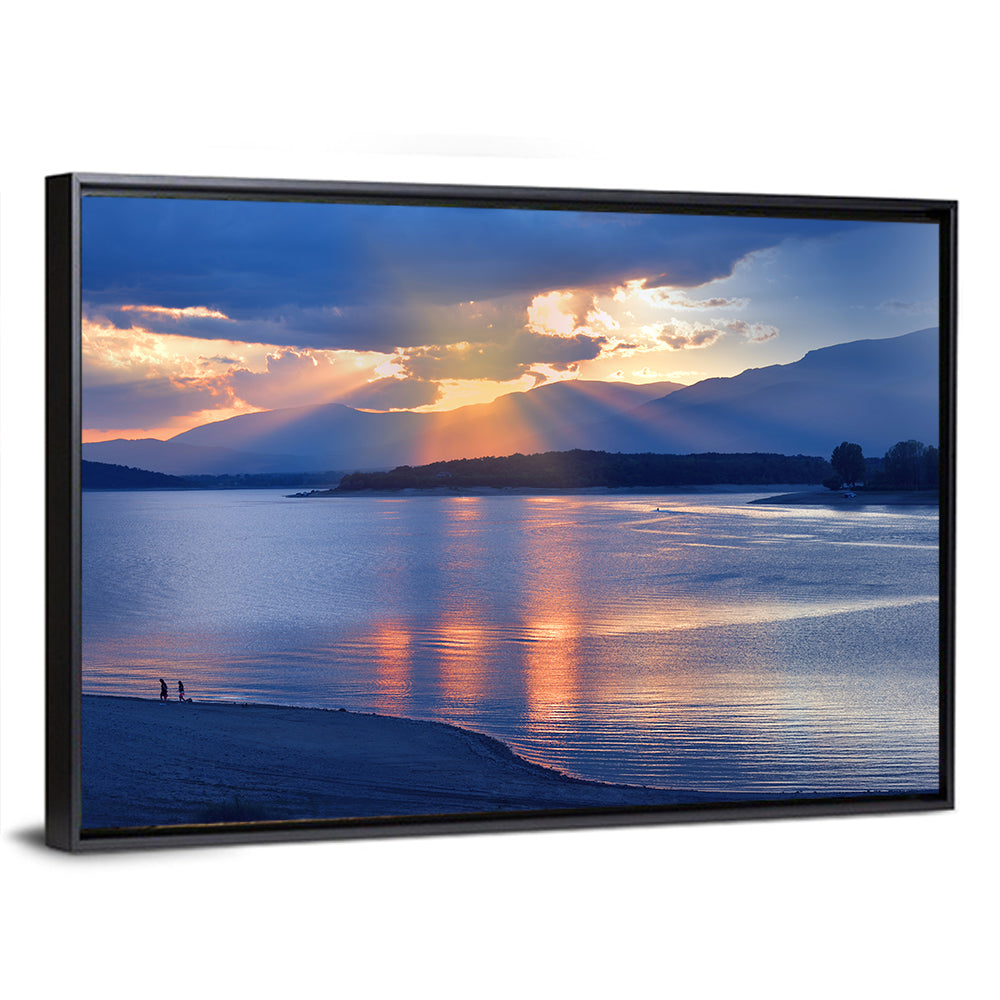 Lake Sunset with Silhouettes Wall Art