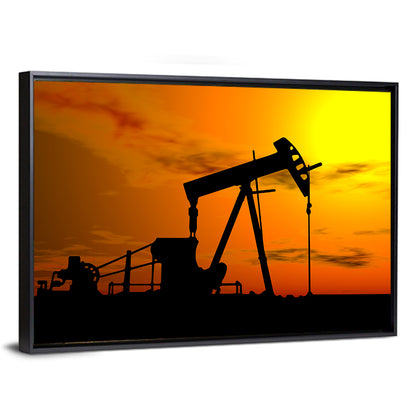 Pumpjack Sunset Silhouette Wall Art