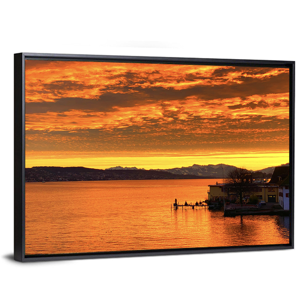 Lake Zurich Golden Sunset Wall Art