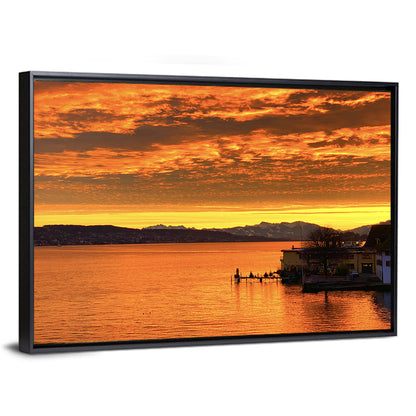 Lake Zurich Golden Sunset Wall Art