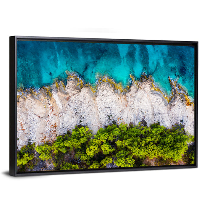 Croatian Coastscape Wall Art as a framed canvas