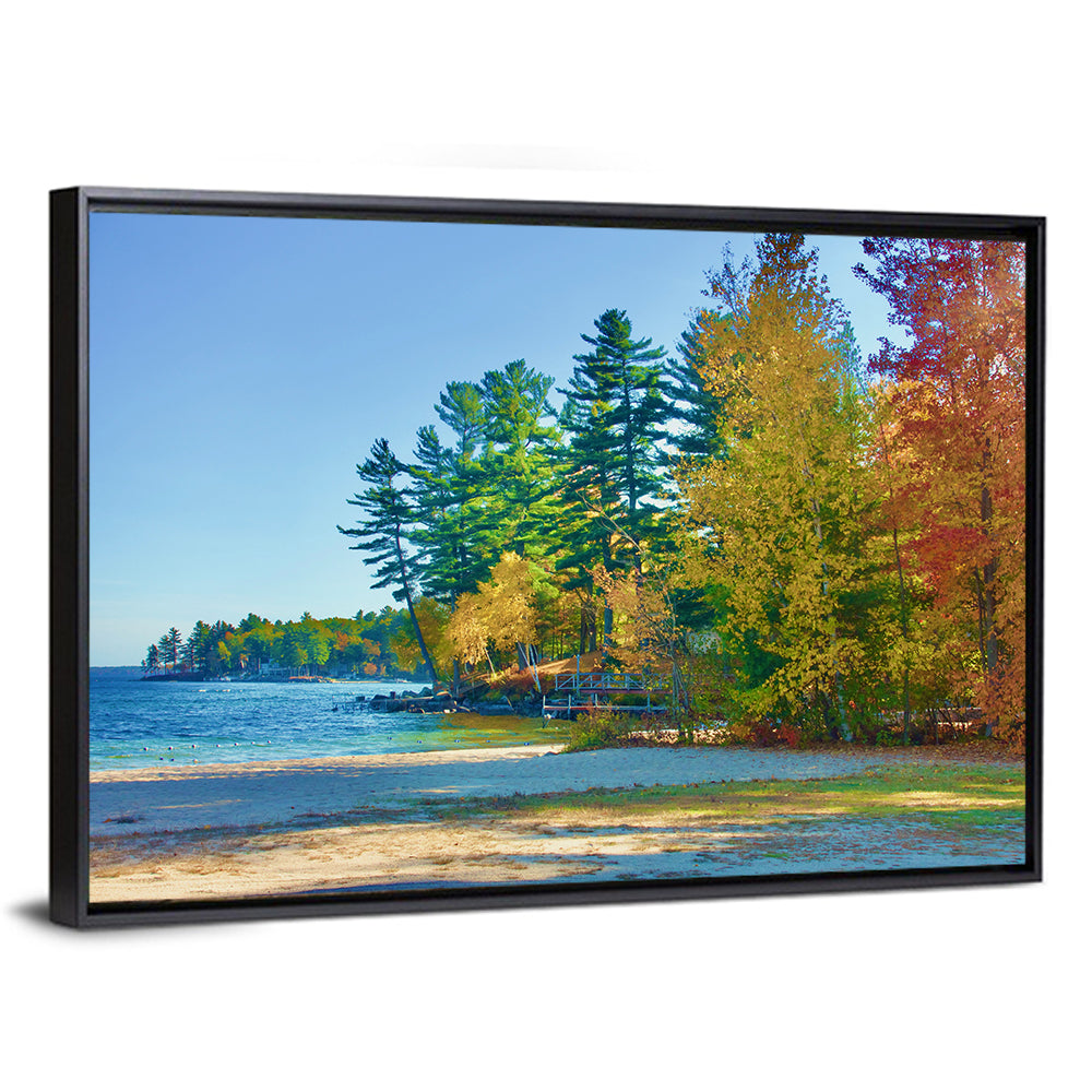 Sebago Lake Pier in Autumn Wall Art