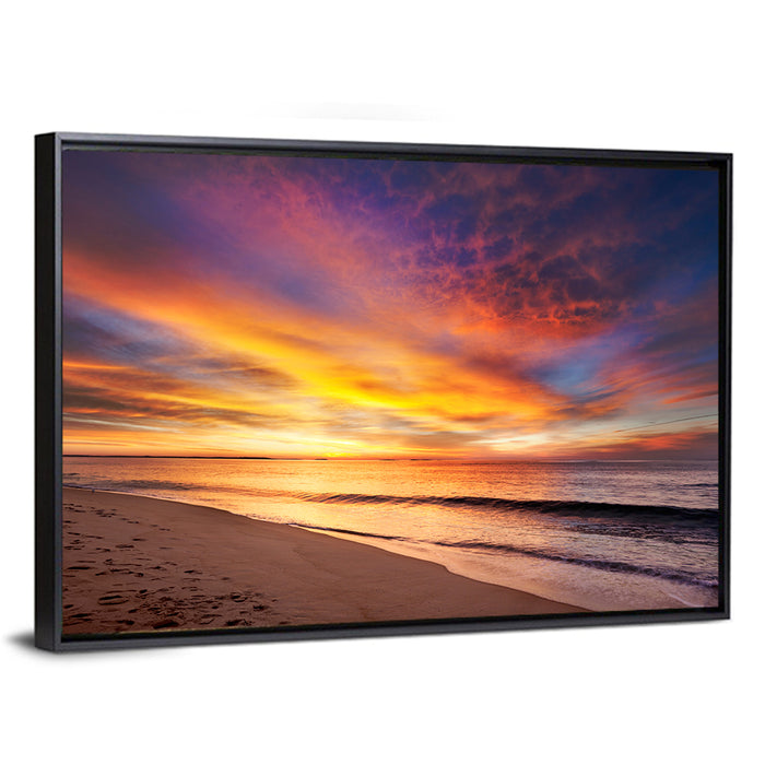 Maine Beach Sunrise Wall Art as a framed canvas
