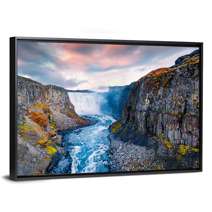 Dettifoss Waterfall Wall Art as a framed canvas