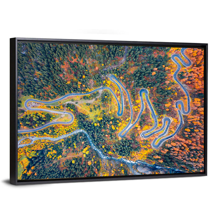 Maloya Pass Aerial View Wall Art as a framed canvas