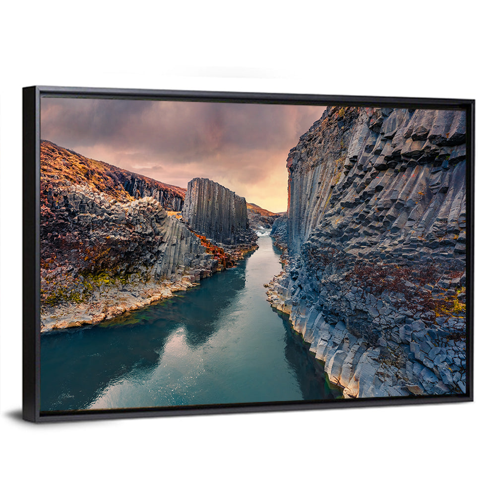 Studlagil Canyon at Sunset Wall Art
