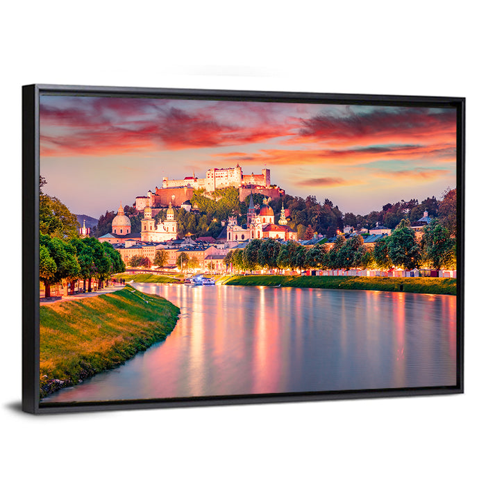 Hohensalzburg Fortress at Sunset Wall Art as a framed canvas
