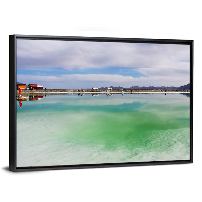 Emerald Salt Lake Wall Art as a framed canvas
