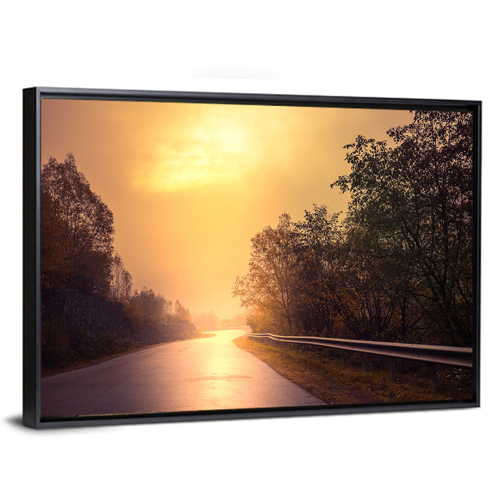 Windy Misty Forest Road Wall Art