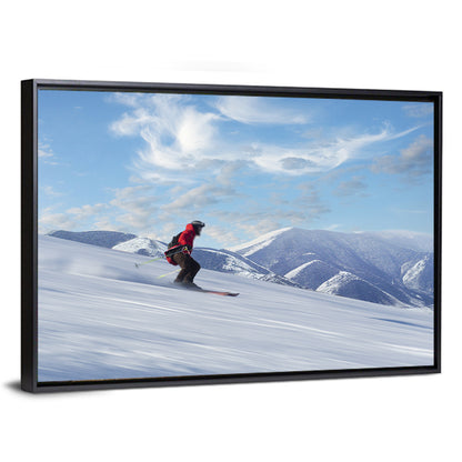 Skier on Snowy Mountain Slope Wall Art