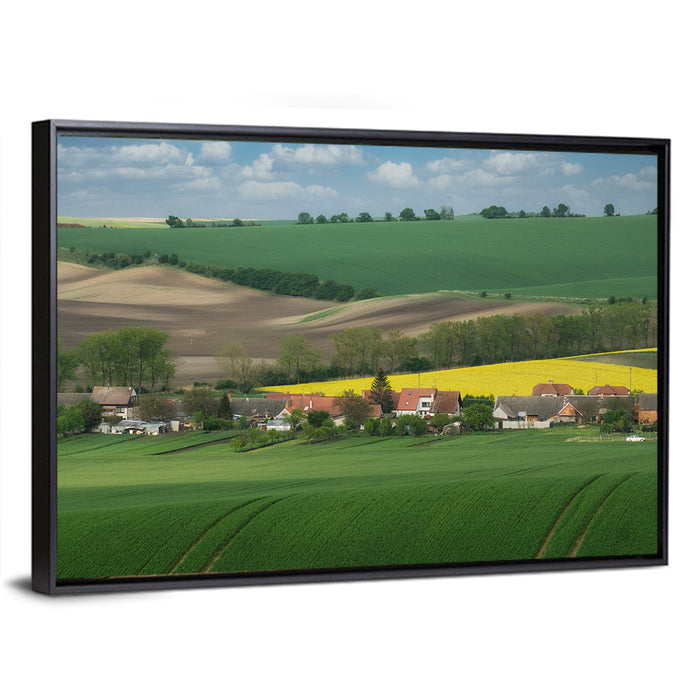 Gentle Moravian Hills Wall Art as a framed canvas