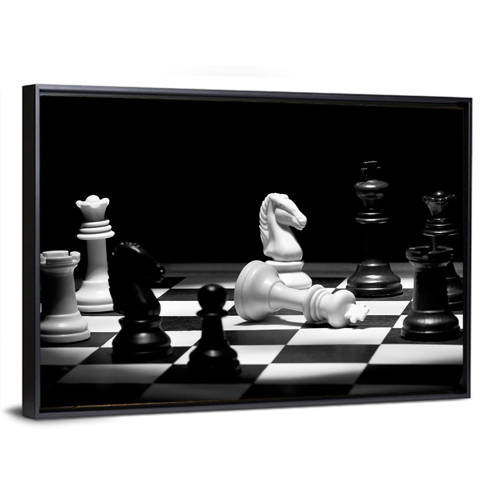 Fallen White King Chess Scene Wall Art