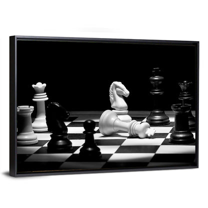 Fallen White King Chess Scene Wall Art