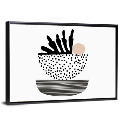 Palm Leaf with Stacked Bowls Wall Art