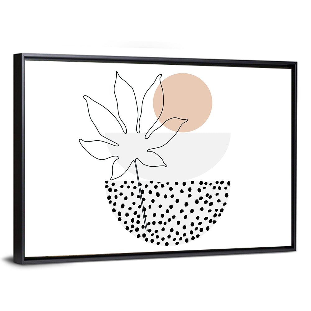 Palm Leaf with Peach Circle Illustration Wall Art