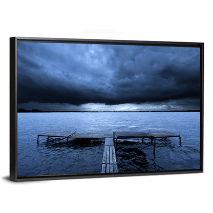 Stormy Lake Pier Wall Art