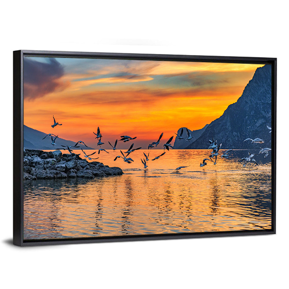 Lake Garda Sunset Birds Wall Art