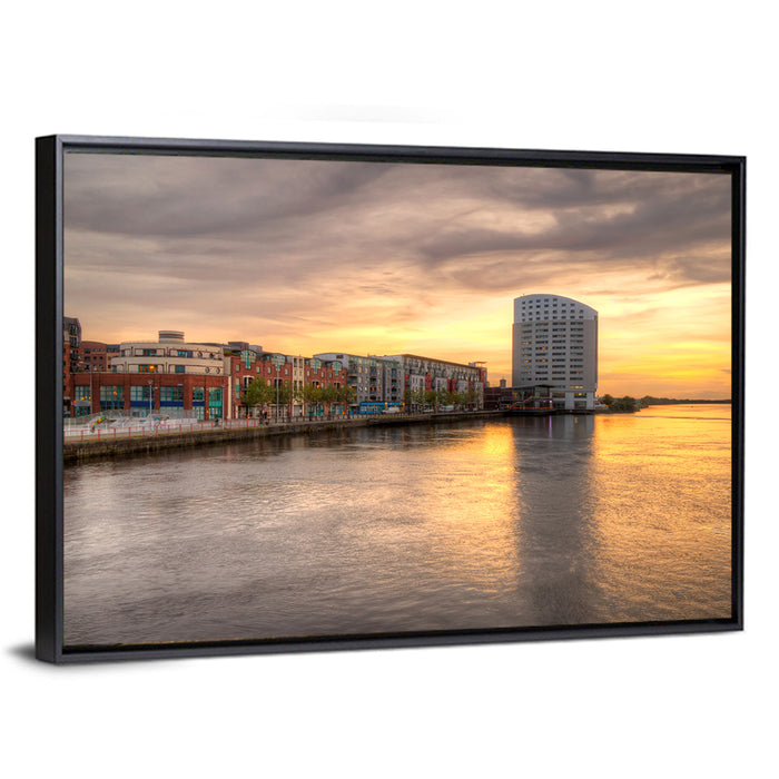 Limerick Riverside at Dusk Wall Art as a framed canvas