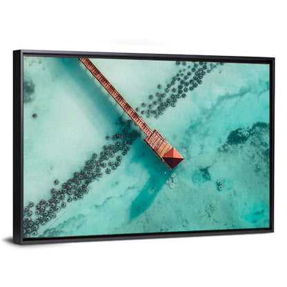 Aerial Red Pier Over Turquoise Water Wall Art