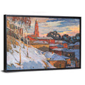 Snowy Village with Church Tower Wall Art