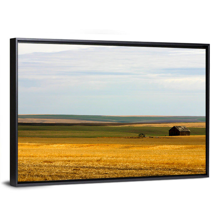 Lone Barn, Montana Farmland Wall Art as a framed canvas