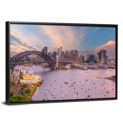 Sydney Harbour Bridge at Golden Twilight Wall Art