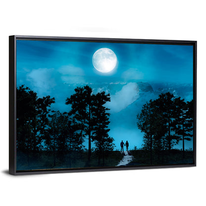 Couple Under Full Moon Wall Art
