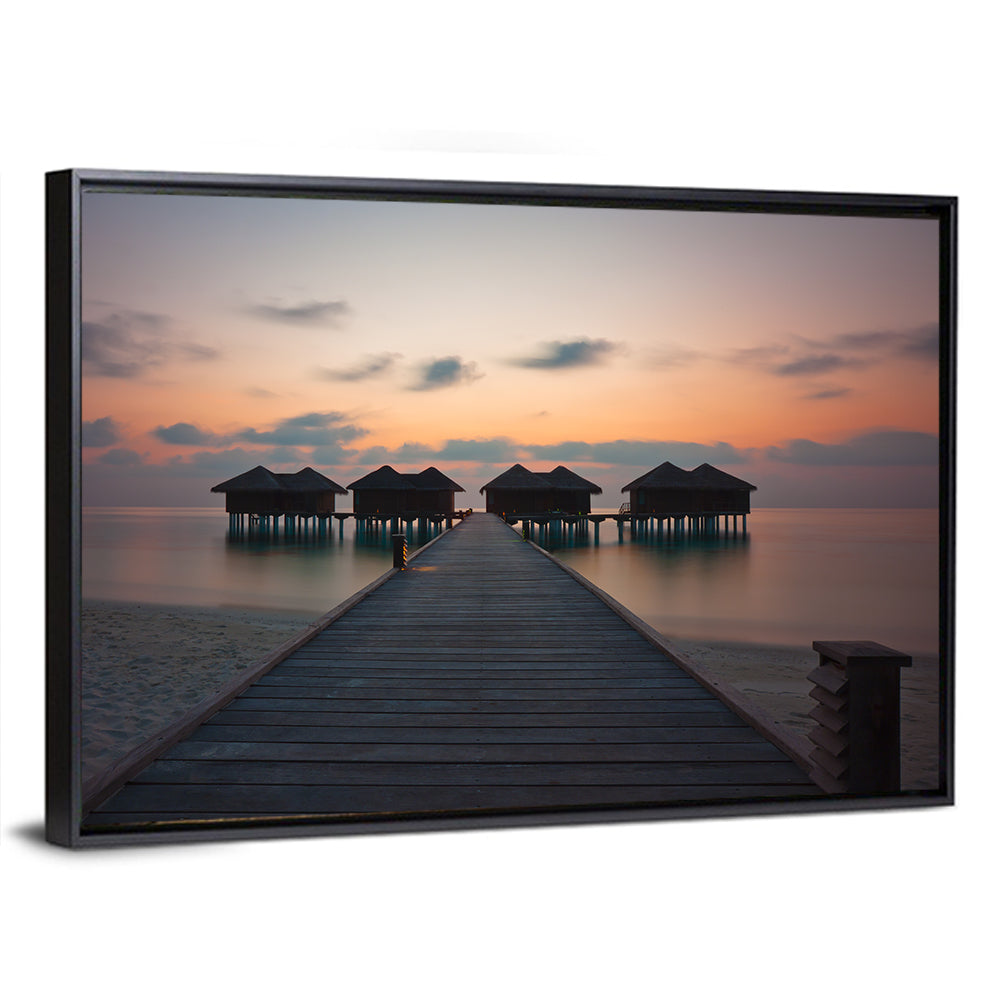 Overwater Bungalows at Sunset Wall Art