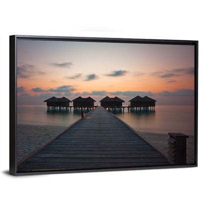 Overwater Bungalows at Sunset Wall Art