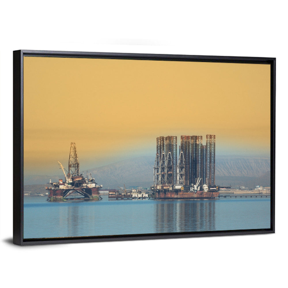 Baku Oil Rigs at Dusk Wall Art