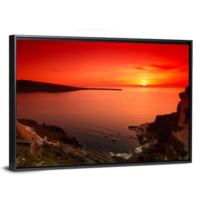 Ammoudi Bay Sunset, Oia Wall Art as a framed canvas