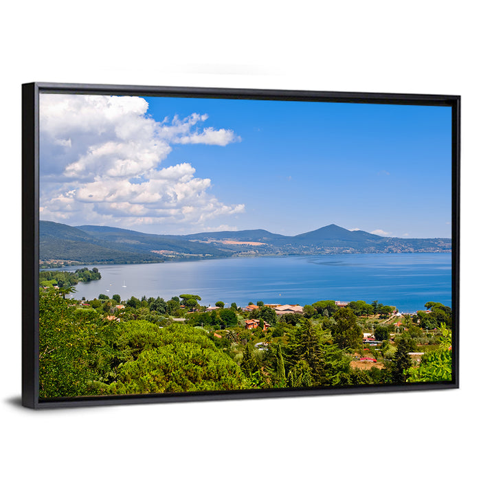 Lake Bracciano View Wall Art as a framed canvas