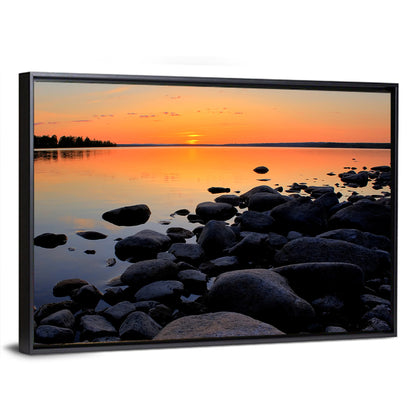 Rocky Lake Sunset Wall Art