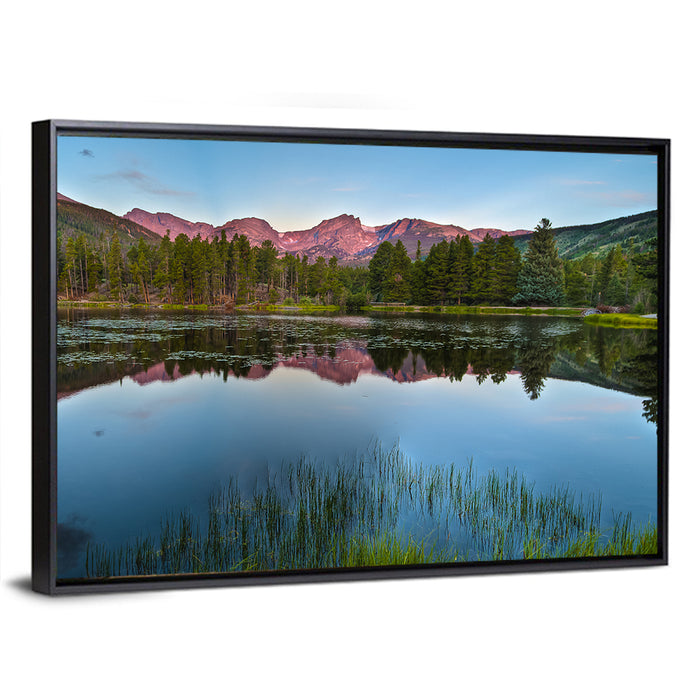 Sprague Lake Reflection Wall Art as a framed canvas