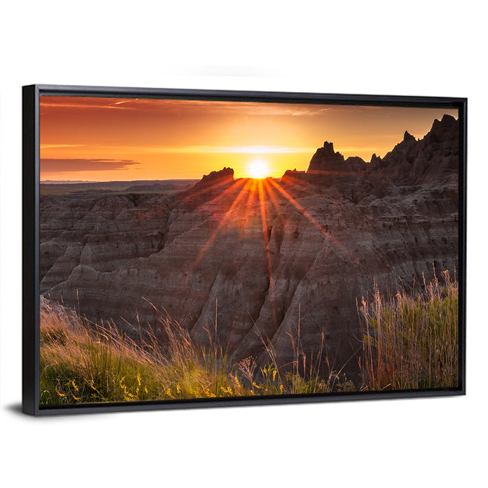 Badlands National Park Sunset Wall Art as a framed canvas