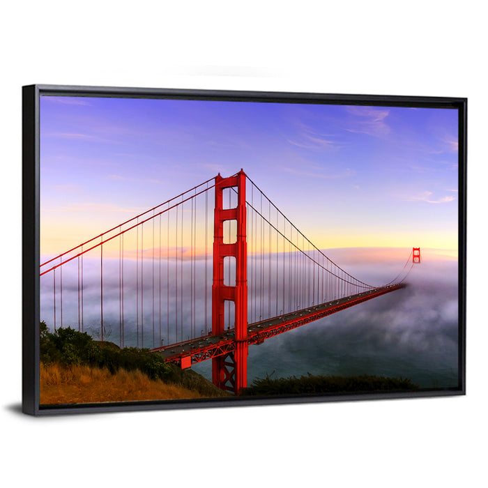 Foggy Golden Gate Bridge Wall Art as a framed canvas