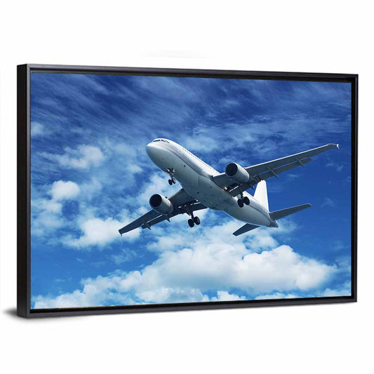 Passenger Airliner in Blue Sky Wall Art