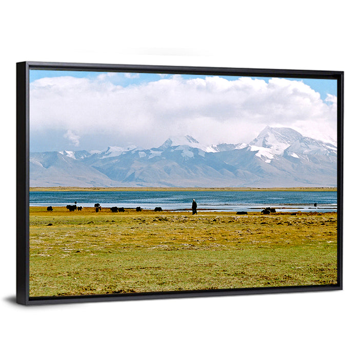 Mount Kailash from Lake Manasarovar Wall Art as a framed canvas