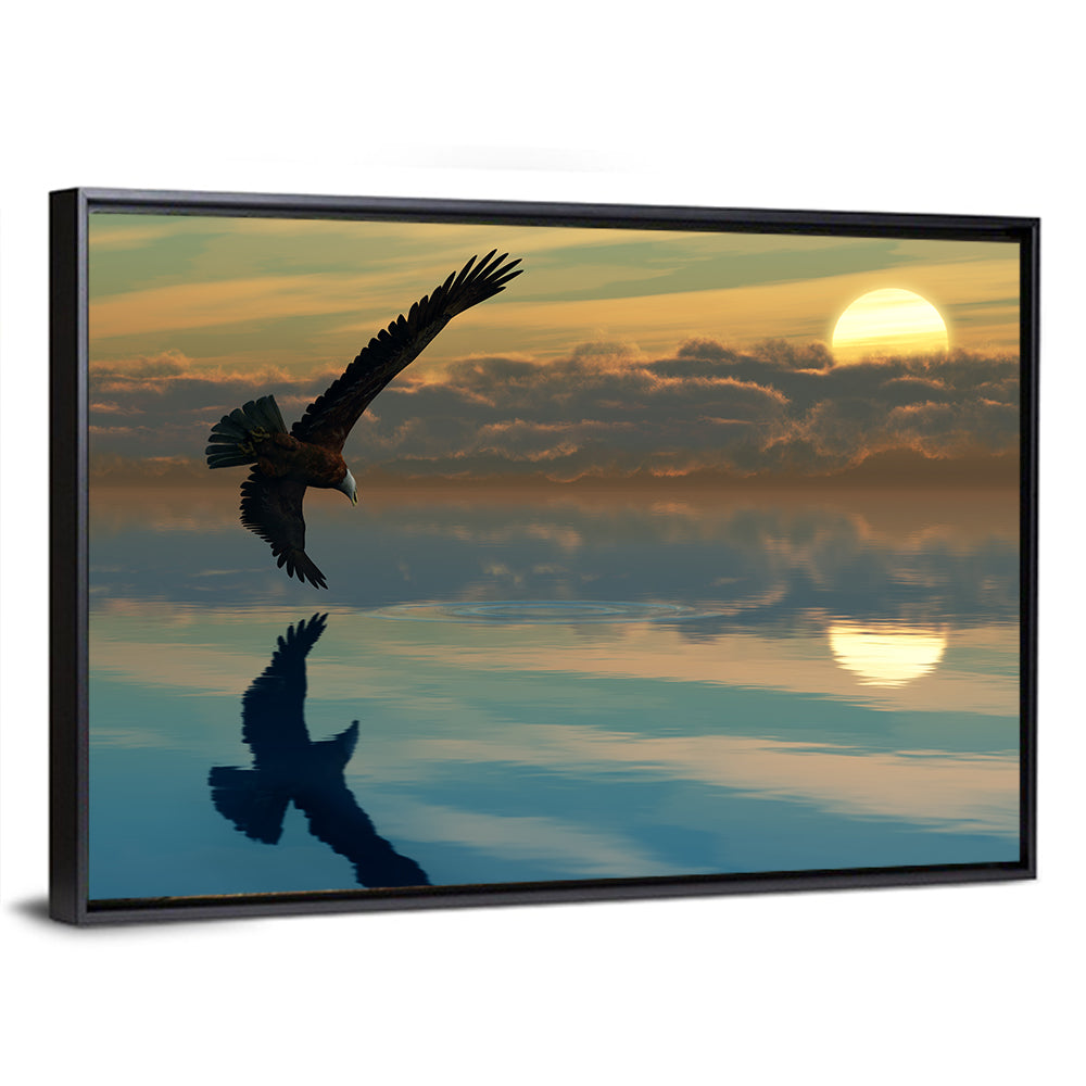 Bald Eagle Sunset Reflection Wall Art