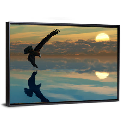 Bald Eagle Sunset Reflection Wall Art