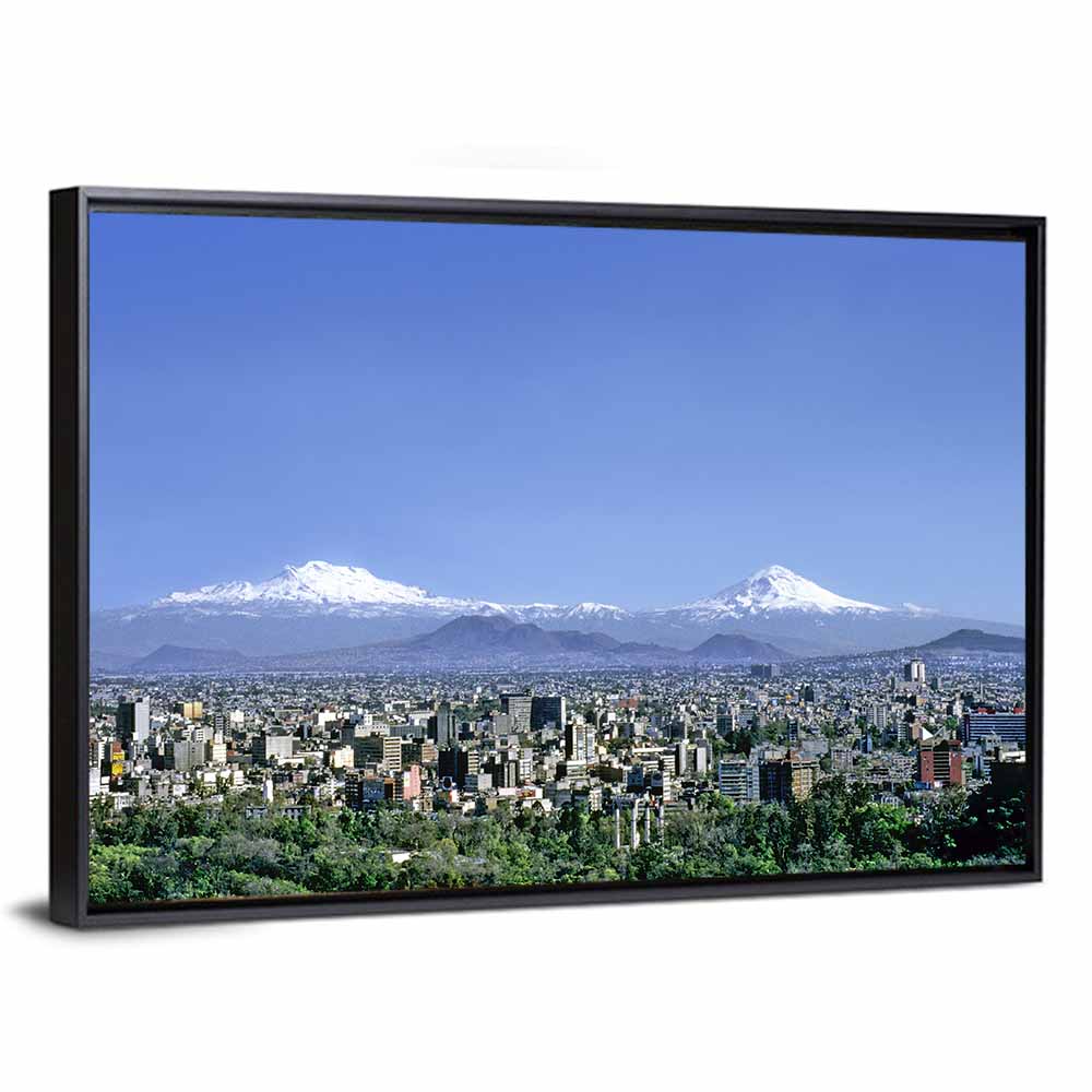 Mexico City Skyline with Volcanoes Wall Art