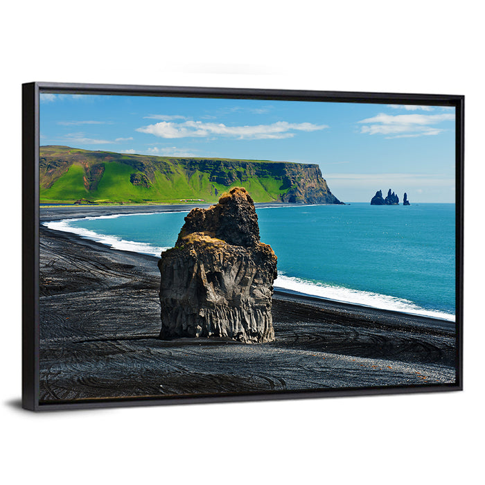 Dyrhólaey Volcanic Beach Wall Art as a framed canvas