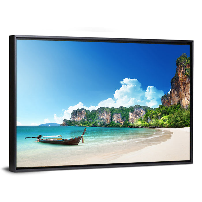 Railay Beach View, Krabi Wall Art as a framed canvas