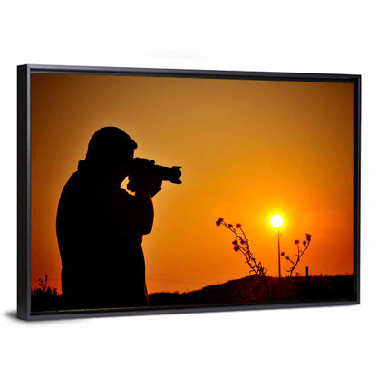 Golden Hour Photographer Silhouette Wall Art