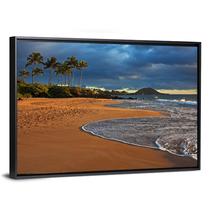 Poolenalena Beach Sunset Wall Art as a framed canvas