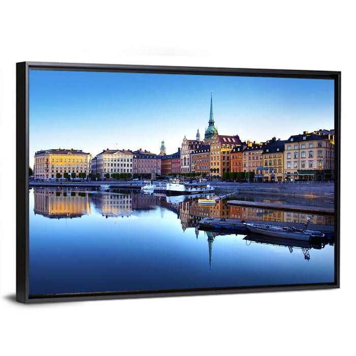 Gamla Stan Stockholm Skyline Wall Art as a framed canvas