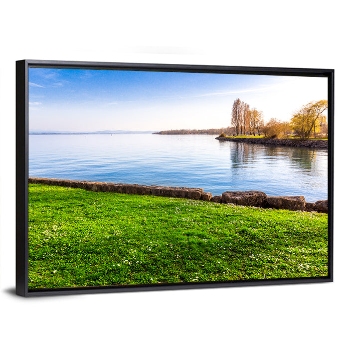 Lake Neuchatel Meadow Wall Art as a framed canvas