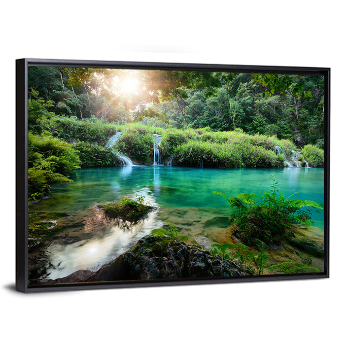 Semuc Champey Turquoise Pools Wall Art as a framed canvas